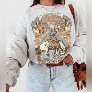 Retro Western Crewneck Sweatshirt, Trendy Western Graphic Sweatshirt, Nashville
